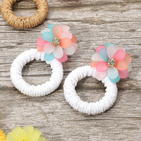 Flower Raffia Hoop Earrings