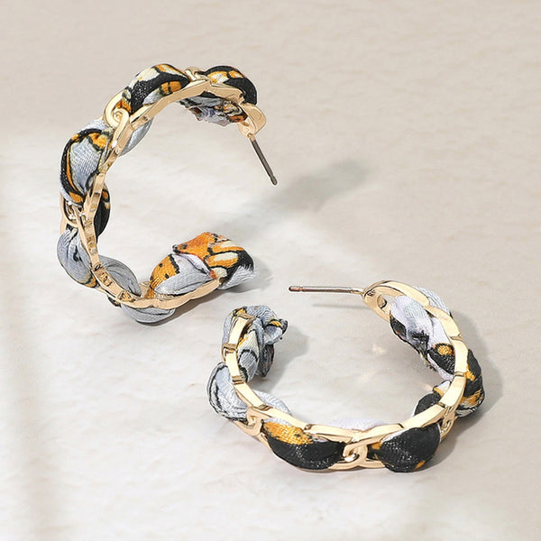 Braided Scarf Fabric Hoop Earrings