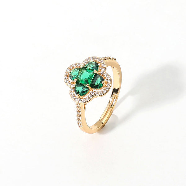 Green Clover Stone Ring