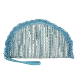 Fringe Textured Half Moon Bag