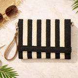 Striped Foldover Wristlet Clutch Crossbody Bag