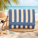 Striped Foldover Wristlet Clutch Crossbody Bag