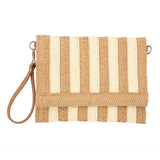 Striped Foldover Wristlet Clutch Crossbody Bag