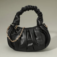 Ruched Handle Faux Leather Handbag