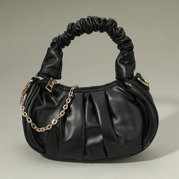 Ruched Handle Faux Leather Handbag