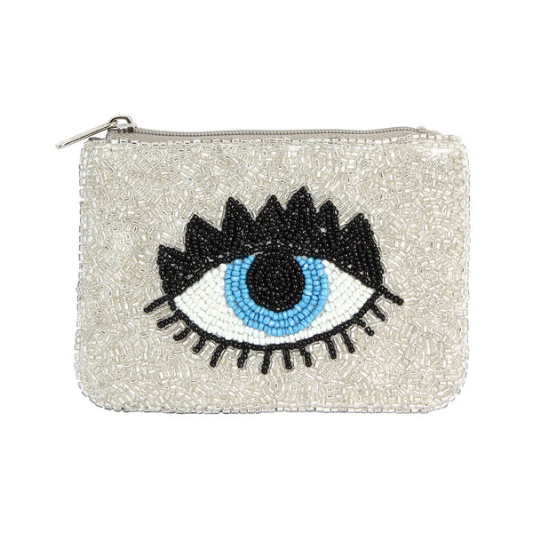 Lashed Evil Eye Beaded Mini Pouch Bag