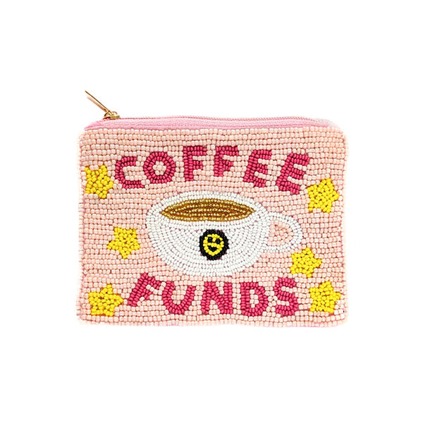 Coffee Funds Beaded Coin Purse