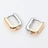 Two Tone Mini Square Huggie Hoop Earrings