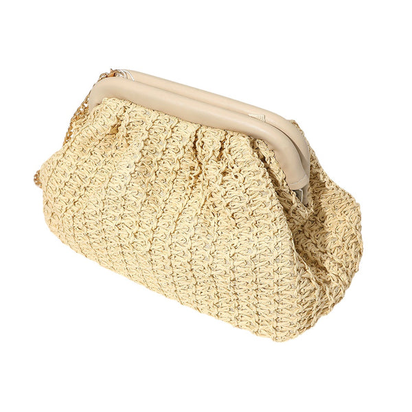 Woven Raffia Dumpling Clutch Bag / Crossbody Bag