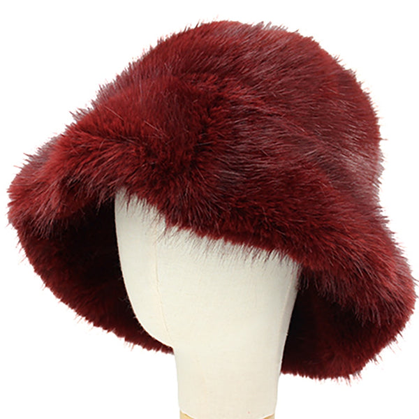 Burgundy Faux Fur Bucket Hat – Alana Ferr display picture 1