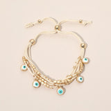 Layered Evil Eye Adjustable Bracelet