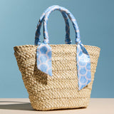 Shell Print Scarf Wrapped Raffia Bag
