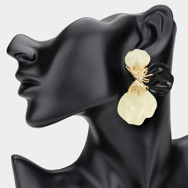 Resin Half Flower Petal Earrings