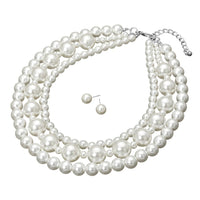 Chunky Pearl Beaded Layered Statement Necklace