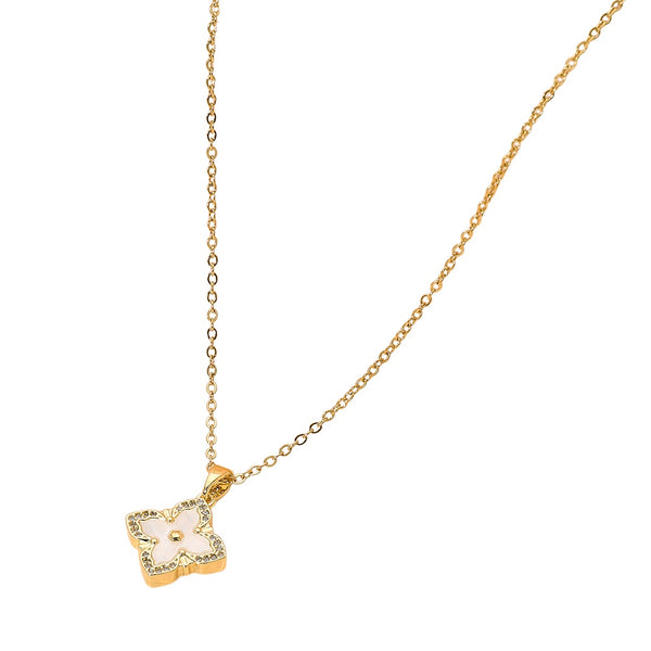 Reversible Mother of Pearl Clover Pendant Necklace