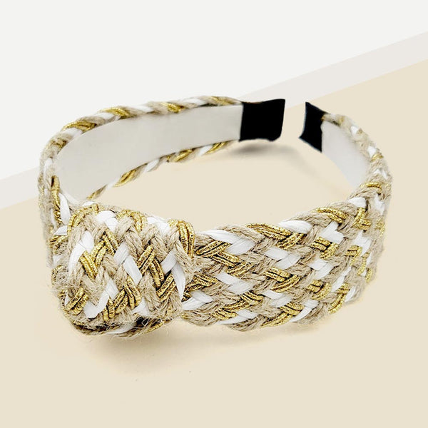 Braided Gold/White Knot Headband
