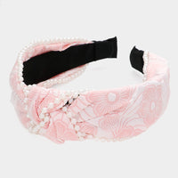 Pink Floral Pearl Embellished Headband