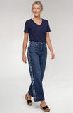 Floral Stripe Wide Leg Jean