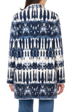Blue Ikat Open Front Sweater Coat