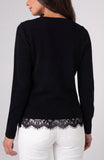 Black V-Neck Lace Sweater