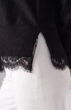 Black V-Neck Lace Sweater
