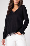 Black V-Neck Lace Sweater