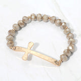 Brushed Hammered Metal Cross Beaded Bracelet