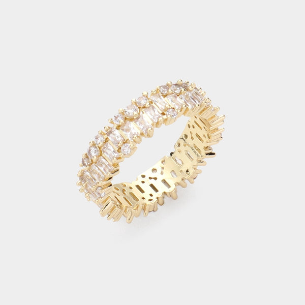 Baguette Round Stone Eternity Ring