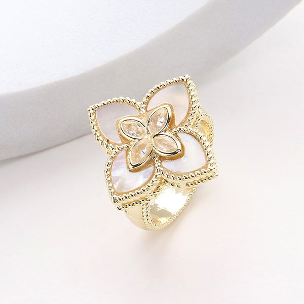 Mother Of Pearl Clover Ring
