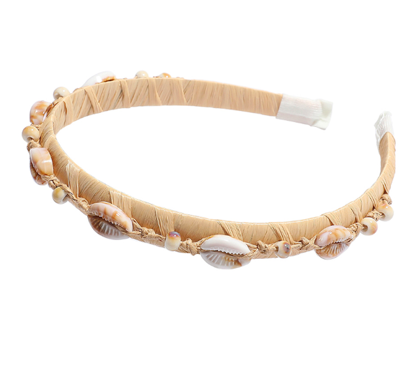 Shell Beaded Raffia Headband