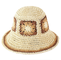 Floral Crochet Straw Bucket Hat