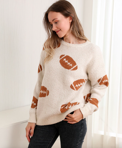 Cozy Football Crew Neck Sweater