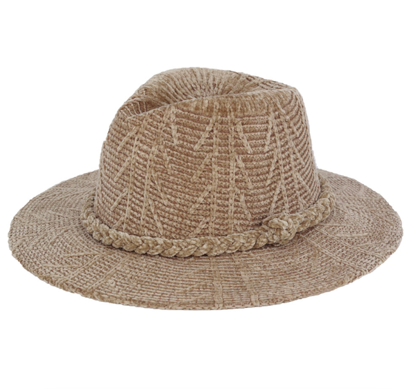 Chenille Pattern Fedora Hat with Braided Band