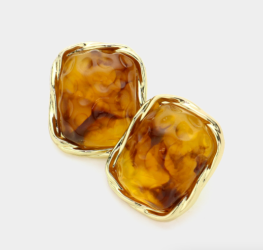 Rectangle Natural Stone Stud Earrings