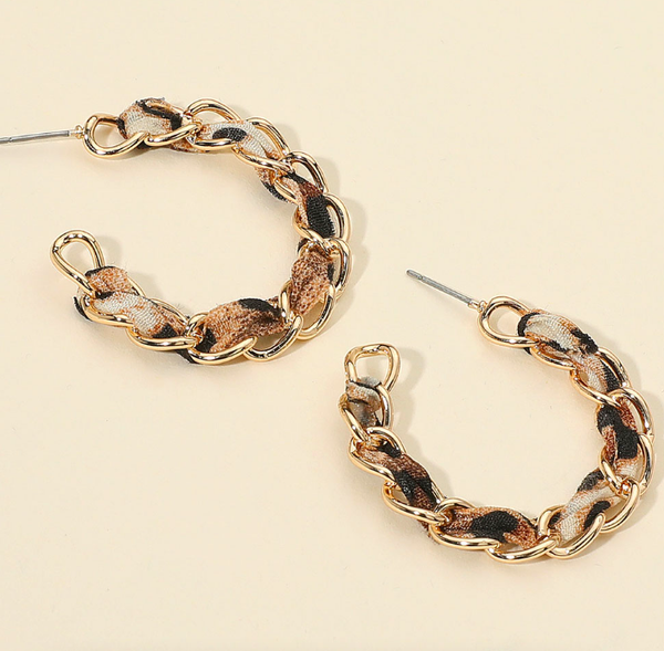 Fabric Chain Hoop Earrings