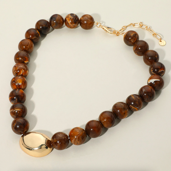 Marbled Ball Beaded Statement Necklace