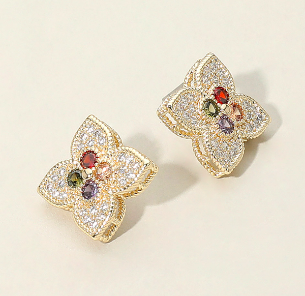 Multicolor Clover Studs