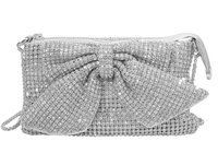 Silver Mesh Rhinestone Bow Bag