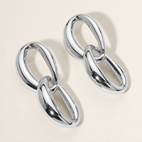 Silver Chunky Metal Ring Earrings