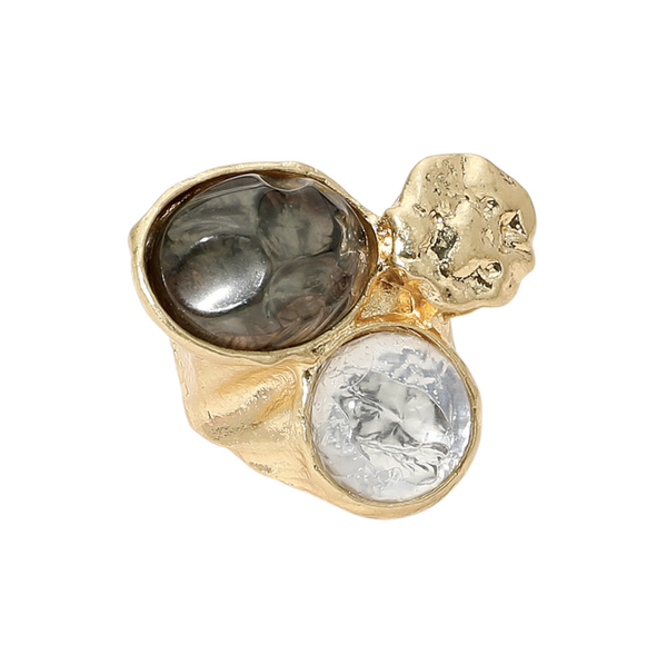 Gold Chunky Stone Textured Stretch Ring