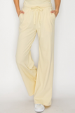 Yellow Micro Rib Relaxed Leg Pants