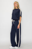 Navy French Terry Lace Pants