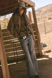 Tan Fleece Lapel Front Jacket