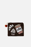 Coffee & Croissant Beaded Pouch