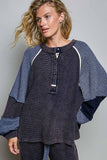 Thermal Two Tone Sweater Patch Top