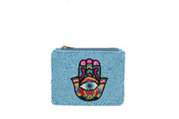 Blue Hamsa Evil Eye Coin Purse