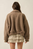 Tan Fleece Lapel Front Jacket