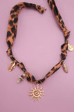 Leopard Sun Scarf Charm Necklace