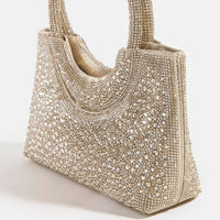 Gold Rhinestone Circle Handle Bag
