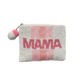 Mama Pink Stripe Beaded Pouch